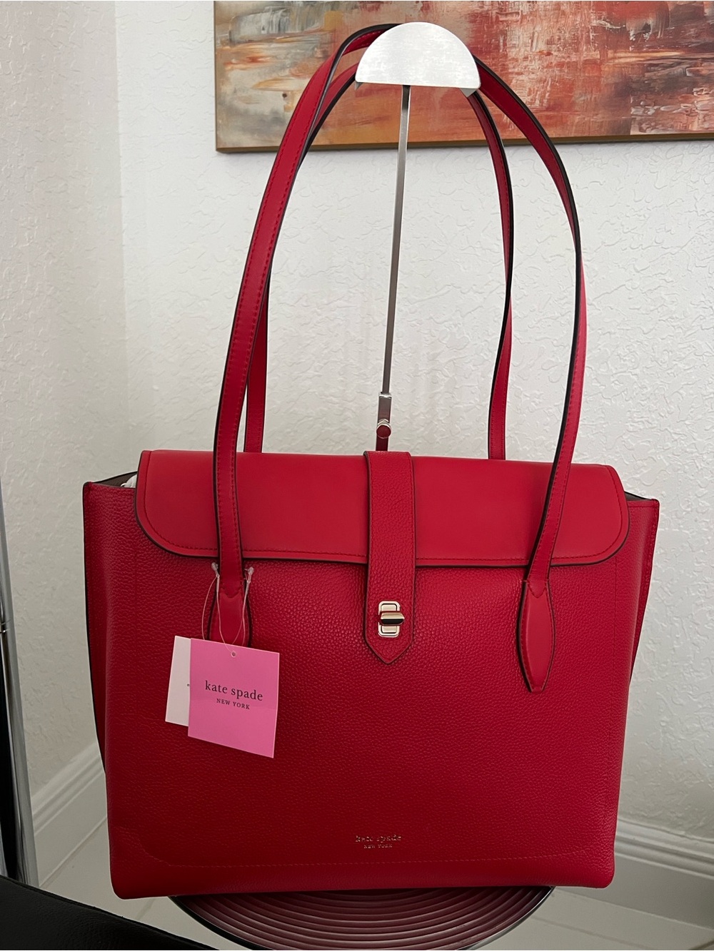 KATE SPADE NEW YORK NWT LARGE RED ESSENTIAL WORK TOTE